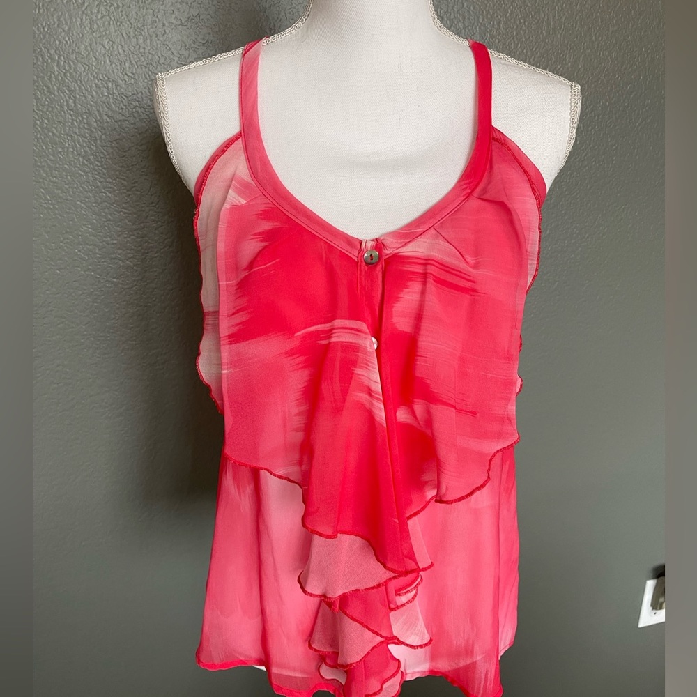 Coral sheer blouse tank*